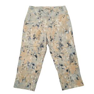 Zac and Rachel Pants Womens‎ Petite 8P Orange Floral Stretch Peach 18 in Inseam
